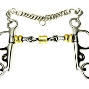 Medium Check Pelham Bit With Copper Rollers