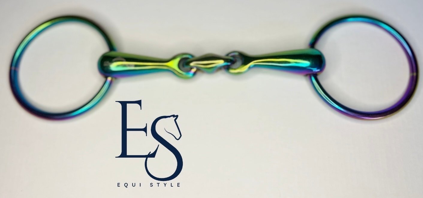 Stainless Steel Double-Jointed Loose Ring Snaffle With Lozenge Fat Link and Rainbow Multi-Color